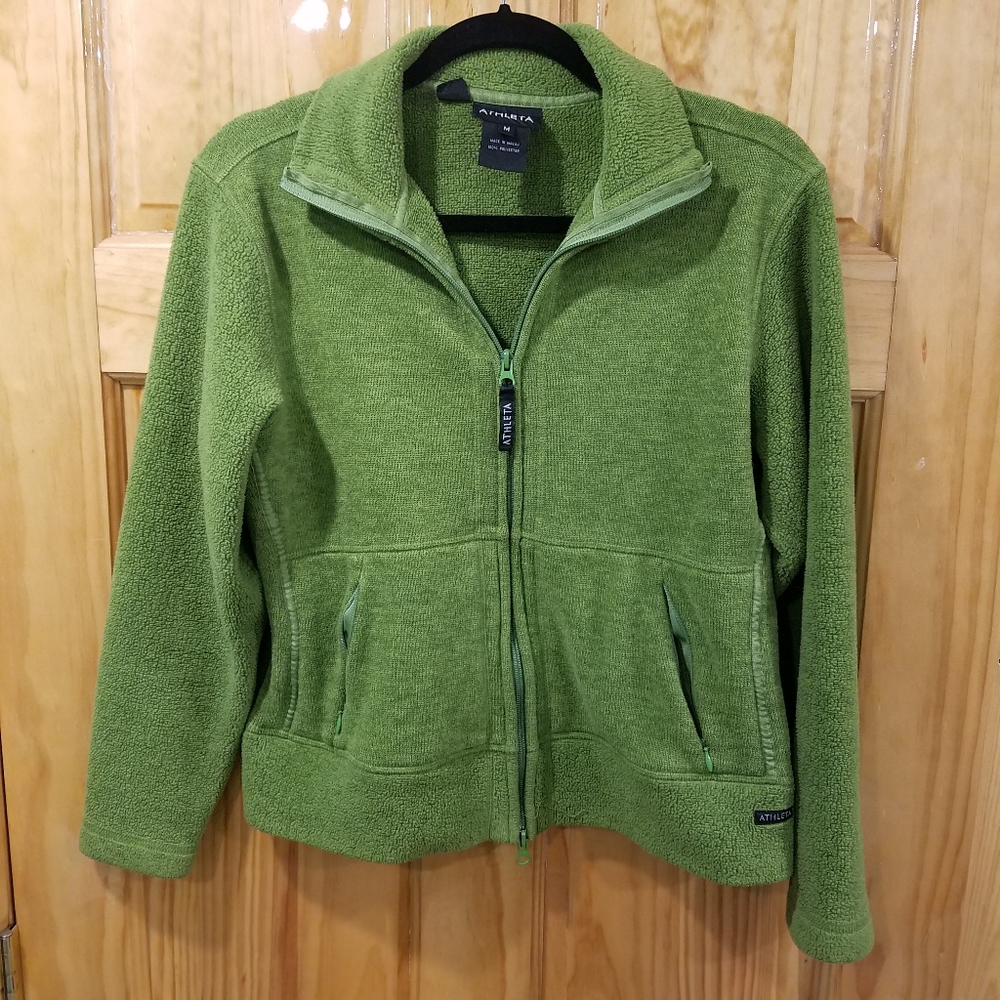 Athleta green fleece jacket size small